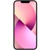 Smartfon z wyświetlaczem w kolorze różowym, z abstrakcyjną grafiką w odcieniach różu i fioletu. Na górze ekranu widoczny jest niewielki notch.