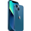 Niebieski smartfon z dwoma aparatami z tyłu i logo w kształcie nadgryzionego jabłka. Na ekranie widoczny jest gradient w odcieniach zieleni i niebieskiego.