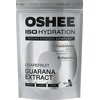 Srebrne opakowanie produktu OSHEE Iso Hydration z napisem "Hydro Synergy Complex" zawiera informacje o składnikach: 5 elektrolitów (sód, potas, chlorek, magnez, cynk) oraz 8 witamin. Na opakowaniu widnieje również napis "Grapefruit Flavour Guarana Extract