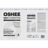 Opakowanie produktu "OSHEE ISO Hydration" o smaku grejpfrutowym z ekstraktem z guarany, zawiera informacje o 5 elektrolitach i 8 witaminach, oraz hasło "Hydrate for Great". Na opakowaniu widoczny jest kod kreskowy oraz szczegółowy skład produktu.