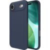Granatowe etui ZAGG Luxe Snap MagSafe do Apple iPhone Air jest widoczne na zdjęciu, z wyraźnie zaznaczonym miejscem na aparat i przyciski boczne. Etui ma teksturowaną powierzchnię i jest pokazane na tle ekranu telefonu z zielonymi i niebieskimi okręgami.