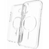 Przezroczyste etui do telefonu z widocznym okrągłym wzorem na środku, przeznaczone do systemu MagSafe. Na etui znajduje się napis "PROTECT BETTER" oraz logo "ZAGG".
