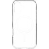Przezroczyste etui na telefon z wycięciem na aparat i okrągłym wzorem na środku, przeznaczone do Apple iPhone 17. Produkt jest kompatybilny z technologią MagSafe.
