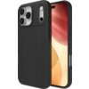 Czarne etui na telefon z trzema wycięciami na aparaty i dodatkowymi przyciskami po bokach, widoczne na tle ekranu z abstrakcyjnym wzorem w odcieniach czerwieni i beżu. Na etui znajduje się napis "ZAGG".