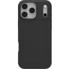 Czarne etui na telefon z trzema okrągłymi wycięciami na aparaty oraz dodatkowymi otworami na lampę błyskową i mikrofon. Powierzchnia etui ma delikatną teksturę, a krawędzie są lekko zaokrąglone.