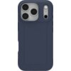 Granatowe etui na telefon z trzema dużymi otworami na aparaty oraz dwoma mniejszymi na lampę i dodatkowy sensor. Powierzchnia etui ma delikatną teksturę, a krawędzie są zaokrąglone.