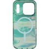 Przezroczyste etui na telefon z wielokolorowym, opalizującym wzorem, posiada okrągły symbol z napisem "PROTECT BETTER" oraz logo "ZAGG" poniżej. Etui ma wycięcia na aparat i inne elementy telefonu.