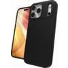 Czarne etui na telefon z trzema wycięciami na aparaty i jednym na lampę błyskową, obok widoczny telefon z kolorowym ekranem. Etui ma gładką powierzchnię i wyraźne przyciski boczne.