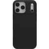 Czarne etui na telefon z trzema okrągłymi otworami na aparaty oraz dodatkowymi otworami na lampę błyskową i mikrofon. Etui ma gładką powierzchnię i jest dopasowane do kształtu telefonu.