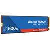 Na zdjęciu znajduje się dysk SSD z oznaczeniem "WD Blue SN5100 NVMe SSD PCIe 4.0" oraz pojemnością "500 GB". Na dole widnieje napis "POWERED BY SANDISK".