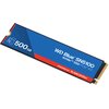 Na zdjęciu widoczny jest dysk SSD z oznaczeniem "WD Blue SN5100 NVMe SSD PCIe 4.0" oraz pojemnością "500 GB". Na dole znajduje się napis "POWERED BY SANDISK".