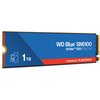 Na zdjęciu widoczny jest dysk SSD z niebiesko-czerwonym etykietą, na której znajduje się napis: "WD Blue SN5100 NVMe SSD PCIe 4.0 1TB" oraz "POWERED BY SANDISK".