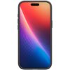 Czarny telefon w etui z wyświetlaczem pokazującym gradientowy wzór w odcieniach czerwieni, fioletu i niebieskiego. Na ekranie nie ma widocznego tekstu ani logo.