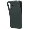 Na zdjęciu widoczne jest zielone etui z teksturą w drobne trójkąty, przeznaczone do telefonu Apple iPhone 17. Na boku etui znajduje się napis "spigen".