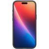 Na zdjęciu znajduje się smartfon w czarno-srebrnym etui z kolorowym gradientowym tłem na ekranie, przechodzącym od czerwieni przez fiolet do niebieskiego. Etui ma gładką powierzchnię i wyraźnie widoczne przyciski boczne.