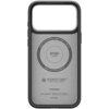 Czarno-srebrne etui z dużym otworem na aparat, z widocznym napisem "ENZO ARAMID" w centralnej części oraz tekstem "Magnetic Case for iPhone - MagFit - Patent 11863223" wokół niego. Na dole znajduje się logo "AEROCORE™ Made of genuine ARAMID" oraz napis "S