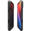 Na zdjęciu widoczne jest czarne etui z włókna aramidowego, przeznaczone do telefonu Apple iPhone 17 Pro, z wycięciami na przyciski i aparat oraz obsługą MagSafe. Etui ma teksturę przypominającą włókno węglowe i jest pokazane z dwóch perspektyw: z przodu i