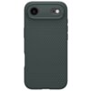 Zielone etui na telefon z teksturą w drobne trójkąty, z wycięciami na aparat i lampę błyskową. Produkt jest przeznaczony do modelu Apple iPhone 17 Air.