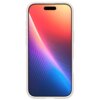 Przedstawione jest etui w kolorze beżowym na smartfonie z wyświetlaczem pokazującym gradientowy wzór w odcieniach czerwieni, pomarańczu, fioletu i niebieskiego. Etui ma smukły design z widocznymi przyciskami bocznymi.