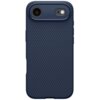 Granatowe etui na telefon z teksturą w drobne trójkąty, z wycięciami na aparat i lampę błyskową. Produkt jest przeznaczony do modelu Apple iPhone 17 Air.