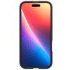 Na zdjęciu widoczny jest czarny telefon w etui z kolorowym gradientem na ekranie, przechodzącym od czerwieni przez fiolet do niebieskiego. Etui ma zaokrąglone krawędzie i wycięcie na aparat oraz głośnik.