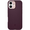 Burgundowe etui na telefon z wycięciem na aparat i logo producenta w dolnej części. Etui ma gładką powierzchnię i zaokrąglone krawędzie.