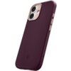 Przedstawione jest burgundowe etui na telefon z dwoma widocznymi otworami na aparaty oraz przyciskami bocznymi. Na etui znajduje się logo producenta oraz napis "SPIGEN".