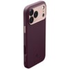 Burgundowe etui na telefon z trzema wycięciami na aparaty oraz dodatkowymi otworami na przyciski i porty, z widocznym logo producenta na dole. Etui ma gładką powierzchnię z teksturowanym fragmentem po bokach.