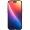 Czarny matowy futerał na telefon z kolorowym gradientowym tłem na ekranie, przechodzącym od czerwieni przez fiolet do niebieskiego. Produkt to "Etui SPIGEN Rugged Armor Mag MagSafe do Apple iPhone 17 Pro Max".
