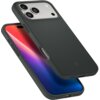 Ciemnozielone etui na telefon z trzema wycięciami na aparaty i logo producenta w dolnej części. Telefon w etui wyświetla gradientowy ekran w odcieniach czerwieni, fioletu i niebieskiego.