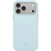 Jasnoniebieskie etui na telefon z trzema wycięciami na aparaty oraz dodatkowymi otworami na lampę i mikrofon. Na dole etui widoczne jest logo producenta.