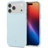 Jasnoniebieskie etui na telefon z trzema wycięciami na aparaty i logo producenta w dolnej części. Obok etui widoczny jest telefon z kolorowym wyświetlaczem.
