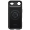 Czarne etui z wycięciami na aparat i logo Spigen, z widocznym napisem: "Magnetic Case for iPhone - MagFit - Patent 11.862.213" oraz "Spigen Inc in Irvine California". Na dole znajduje się napis "Thin Fit MagFit" oraz informacja o produkcji: "Made in South
