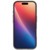 Na zdjęciu znajduje się ciemnoszare etui na telefon z kolorowym gradientowym tłem na ekranie, przechodzącym od czerwieni przez fiolet do niebieskiego. Etui ma smukły design z wycięciem na aparat i przyciski boczne.