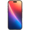 Na zdjęciu znajduje się smartfon w szarym etui z kolorowym gradientowym tłem na ekranie, przechodzącym od czerwieni przez fiolet do niebieskiego. Etui ma smukły design i wycięcie na aparat oraz przyciski boczne.