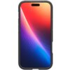 Czarne etui ochronne na smartfon z kolorowym gradientowym tłem na ekranie, przechodzącym od czerwieni przez fiolet do niebieskiego. Etui ma solidną konstrukcję z widocznymi przyciskami bocznymi.