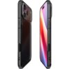 Przezroczyste etui na telefon z czarnymi matowymi krawędziami, widoczne z dwóch perspektyw, z wycięciami na przyciski i aparat. Na etui znajduje się napis "PWR".