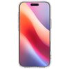 Przezroczyste etui na telefon z widocznym gradientowym tłem w odcieniach różu, pomarańczu i fioletu. Etui ma wyraźnie zaznaczone krawędzie i otwory na przyciski oraz aparat.