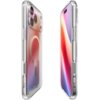 Przezroczyste etui na telefon z widocznymi przyciskami i wycięciami na aparat oraz porty, z delikatnym złotym odcieniem. Etui jest zaprojektowane do modelu iPhone 17 Pro i posiada funkcję MagSafe.