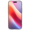 Przezroczyste etui na telefon z widocznym gradientowym tłem w odcieniach pomarańczowego, różowego i fioletowego. Etui ma wyraźnie zaznaczone przyciski i otwory na kamerę oraz porty.