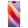 Przezroczyste etui na telefon z widocznym gradientowym tłem w odcieniach pomarańczowego, różowego i fioletowego. Etui ma wycięcia na przyciski i porty urządzenia.