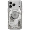 Przezroczyste etui na telefon z widocznymi elementami wewnętrznymi, ozdobione geometrycznymi wzorami i napisami: "spigen", "ZeroOne Edition", oraz "GENERATION II". W górnej części widoczne są trzy obiektywy aparatu i lampa błyskowa.