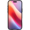Przezroczyste etui na telefon z czarnymi krawędziami, ukazujące kolorowy gradient na ekranie urządzenia. Etui posiada wycięcie na aparat i przyciski boczne.