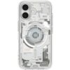 Przezroczyste etui na telefon z widocznymi wewnętrznymi elementami i okrągłym wzorem na środku, z napisem "Spigen" oraz "Zero One Edition" na dole. Na etui znajdują się także napisy "SGP-7101" i "GENERATION II".