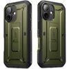 Zielone etui SUPCASE Ub Pro do Apple iPhone 17 z czarnymi akcentami, posiada wyraźne linie i teksturę, z widocznym napisem "UB Pro" na tylnej części. Etui ma wzmocnione narożniki i otwory na aparat oraz przyciski boczne.