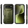 Zielone etui ochronne SUPCASE Ub Pro do Apple iPhone Air, widoczne z różnych perspektyw, z wyraźnym logo "SUPCASE" na boku oraz napisem "UB Pro" na tylnej części. Etui ma solidną konstrukcję z wyraźnymi wzmocnieniami i wycięciami na aparat oraz przyciski.