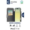 Etui CELLULARLINE Book Agenda do Apple iPhone 17 Air w kolorze czarnym, z funkcją stojaka, poziomem ochrony, magnetycznym zamknięciem i ochroną kart kredytowych. Na etui widoczne są trzy karty w przegródkach oraz ekran telefonu z datą "Tuesday, 9 Septembe