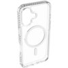 Przezroczyste etui na telefon z widocznym okrągłym wzorem na środku, przeznaczone do modelu Apple iPhone 17, z wycięciami na aparat i przyciski. Produkt jest opisany jako "Etui CELLULARLINE Ultra Strong MagSafe do Apple iPhone 17 Przezroczysty".