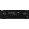 Czarny amplituner z wyświetlaczem pokazującym "00 Atmos" oraz różnymi przyciskami i pokrętłami, w tym "INPUT SELECTOR" i "MASTER VOLUME". Widoczne logo "Pioneer" oraz oznaczenie modelu "AV RECEIVER VSX-535DAB".