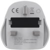 Biały adapter podróżny z trzema metalowymi bolcami, oznaczony symbolami CE, przekreślonego kosza i domku. Na adapterze widnieje tekst: "Model: 830UK, Ratings: 250V~ 10A MAX, 2500W MAX, Indoor use only IP20, Compliant with: BS8546, IEC60884-2-5, Made In Ch